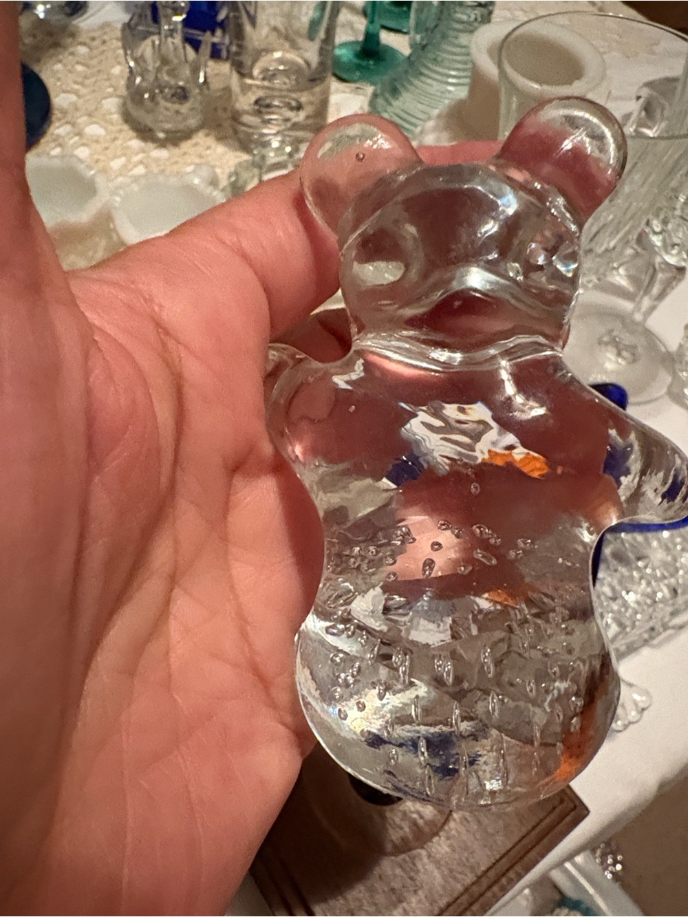 Vintage Clear Glass Bear Figurine Home Art - Night Light - Picture 4 of 5